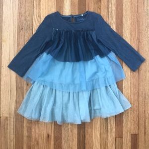 Mini Boden Blue Tiered Dress